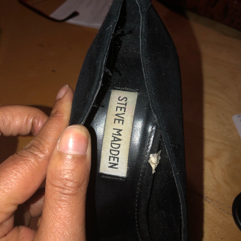 Steve Madden suede platform pump.